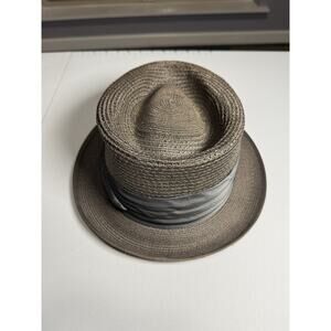 Vintage Champ Straw Hat Woodruff-Glenn Anniston Mens Fedora Boater Style Gray